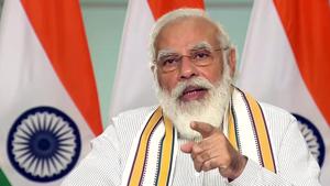 Prime Minister Narendra Modi addresses as he attends a conclave on “School Education in 21st Century” under the National Education Policy- 2020 (NEP-2020), through video conferencing, in New Delhi.(ANI) Prime Minister Narendra Modi addresses as he attends a conclave on “School Education in 21st Century” under the National Education Policy- 2020 (NEP-2020), through video conferencing, in New Delhi.(ANI)
