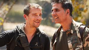 Akshay Kumar with Bear Grylls on his show. Akshay Kumar with Bear Grylls on his show.