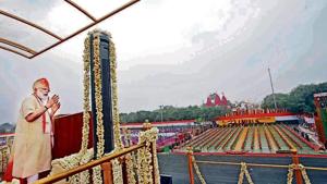 PM Narendra Modi, seen here during his I-Day speech. His government initiated reforms under pressure of the pandemic.(HT Photo) PM Narendra Modi, seen here during his I-Day speech. His government initiated reforms under pressure of the pandemic.(HT Photo)