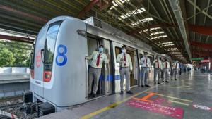 The DMRC resumed its services on September 7 in a phase-wise manner.(PTI) The DMRC resumed its services on September 7 in a phase-wise manner.(PTI)