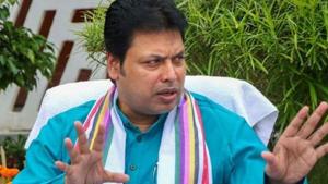 Tripura chief minister Biplab Kumar Deb has been touring the state to review medical facilities.(PTI Photo) Tripura chief minister Biplab Kumar Deb has been touring the state to review medical facilities.(PTI Photo)