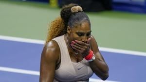 Serena Williams, of the United States, reacts during a semifinal match of the US Open tennis championships against Victoria Azarenka, of Belarus, Thursday, Sept. 10, 2020, in New York.(AP) Serena Williams, of the United States, reacts during a semifinal match of the US Open tennis championships against Victoria Azarenka, of Belarus, Thursday, Sept. 10, 2020, in New York.(AP)