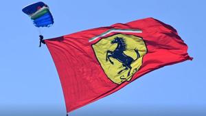 General view of a Ferrari flag being displayed in the sky before the race.(Reuters) General view of a Ferrari flag being displayed in the sky before the race.(Reuters)