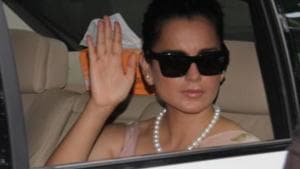 Kangana Ranaut on her way to Raj Bhavan on Sunday.(Varinder Chawla) Kangana Ranaut on her way to Raj Bhavan on Sunday.(Varinder Chawla)