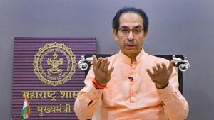 Maharashtra chief minister Uddhav Thackeray addresses the state via video conferencing.(PTI) Maharashtra chief minister Uddhav Thackeray addresses the state via video conferencing.(PTI)