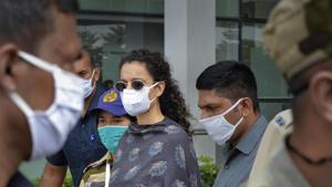 Kangana Ranaut arrives at Mohali International Airport, in Punjab on September 14.(PTI) Kangana Ranaut arrives at Mohali International Airport, in Punjab on September 14.(PTI)