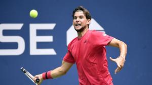 Sep 13, 2020; Flushing Meadows, New York, USA; Dominic Thiem of Austria hits the ball against Alexander Zverev of Germany in the men's singles final match on day 14 of the 2020 U.S. Open tennis tournament at USTA Billie Jean King National Tennis Center. Mandatory Credit: Danielle Parhizkaran-USA TODAY Sports(USA TODAY Sports) Sep 13, 2020; Flushing Meadows, New York, USA; Dominic Thiem of Austria hits the ball against Alexander Zverev of Germany in the men's singles final match on day 14 of the 2020 U.S. Open tennis tournament at USTA Billie Jean King National Tennis Center. Mandatory Credit: Danielle Parhizkaran-USA TODAY Sports(USA TODAY Sports)