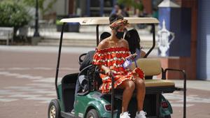 Naomi Osaka, of Japan, is driven away after posing for photographs at the Billie Jean King National Tennis Center Sunday, Sept. 13, 2020, in New York.(AP Photo/Frank Franklin II)(AP) Naomi Osaka, of Japan, is driven away after posing for photographs at the Billie Jean King National Tennis Center Sunday, Sept. 13, 2020, in New York.(AP Photo/Frank Franklin II)(AP)