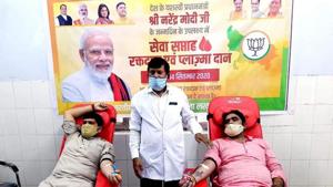 The BJP service week theme is ‘70’ as part of which the party would hold 70 virtual rallies in each district and the party cadres would add 70 people in each district to the cause of serving the masses. (Photo HT) The BJP service week theme is ‘70’ as part of which the party would hold 70 virtual rallies in each district and the party cadres would add 70 people in each district to the cause of serving the masses. (Photo HT)