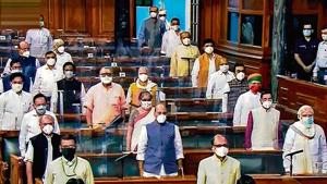 Members of Parliament pay tributes to former President Pranab Mukherjee, legendary Indian classical vocalist Pandit Jasraj and others who passed away this year.(PTI) Members of Parliament pay tributes to former President Pranab Mukherjee, legendary Indian classical vocalist Pandit Jasraj and others who passed away this year.(PTI)