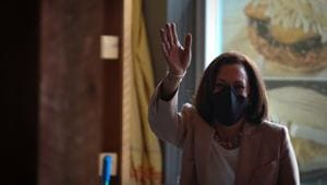 Democratic U.S. vice presidential nominee Senator Kamala Harris waves as she campaigns at a restaurant in Miami, in Florida, U.S., September 10, 2020. REUTERS/Marco Bello Democratic U.S. vice presidential nominee Senator Kamala Harris waves as she campaigns at a restaurant in Miami, in Florida, U.S., September 10, 2020. REUTERS/Marco Bello