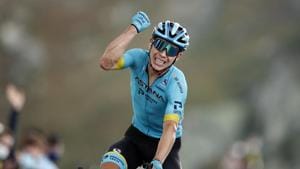 MERIBEL, FRANCE - SEPTEMBER 16: Arrival / Miguel Angel Lopez Moreno of Colombia and Astana Pro Team / Celebration / during the 107th Tour de France 2020, Stage 17 a 170km stage from Grenoble to Méribel - Col de la Loze 2304m / #TDF2020 / @LeTour / on September 16, 2020 in Méribel, France.(Getty Images) MERIBEL, FRANCE - SEPTEMBER 16: Arrival / Miguel Angel Lopez Moreno of Colombia and Astana Pro Team / Celebration / during the 107th Tour de France 2020, Stage 17 a 170km stage from Grenoble to Méribel - Col de la Loze 2304m / #TDF2020 / @LeTour / on September 16, 2020 in Méribel, France.(Getty Images)