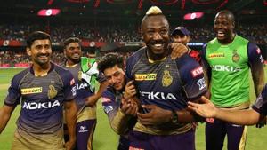 File image of Kuldeep Yadav with Andre Russell.(IPL) File image of Kuldeep Yadav with Andre Russell.(IPL)