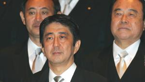 In this Sept. 26, 2006, file photo, then newly-appointed Japanese Prime Minister Shinzo Abe, front row, poses with his Cabinet members after an attestation ceremony for his Cabinet at the Imperial Palace in Tokyo.(AP) In this Sept. 26, 2006, file photo, then newly-appointed Japanese Prime Minister Shinzo Abe, front row, poses with his Cabinet members after an attestation ceremony for his Cabinet at the Imperial Palace in Tokyo.(AP)