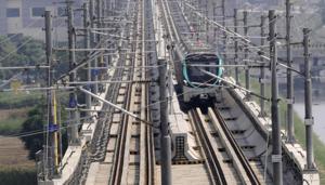 Noida Metro Rail Corporation’s (NMRC) Aqua Line connecting Noida to Greater Noida (Photo by Sunil Ghosh / Hindustan Times) Noida Metro Rail Corporation’s (NMRC) Aqua Line connecting Noida to Greater Noida (Photo by Sunil Ghosh / Hindustan Times)