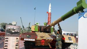 Government has permitted foreign direct investment (FDI) of up to 74 per cent under automatic route in the defence sector. An Arjun Main Battle Tank Mk-1 sits on display in the Defence Research and Development Organisation (DRDO) area during the DefExpo 20 in Lucknow, Uttar Pradesh.(Bloomberg) Government has permitted foreign direct investment (FDI) of up to 74 per cent under automatic route in the defence sector. An Arjun Main Battle Tank Mk-1 sits on display in the Defence Research and Development Organisation (DRDO) area during the DefExpo 20 in Lucknow, Uttar Pradesh.(Bloomberg)