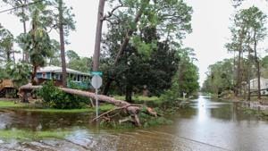 Downed trees and flooding are seen after Hurricane Sally made a landfall, on Dauphin Island, Alabama, US.(Reuters image) Downed trees and flooding are seen after Hurricane Sally made a landfall, on Dauphin Island, Alabama, US.(Reuters image)