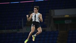 Armand Duplantis celebrates as he wins in the men’s Pole Vault during the IAAF Diamond League.(Getty Images) Armand Duplantis celebrates as he wins in the men’s Pole Vault during the IAAF Diamond League.(Getty Images)