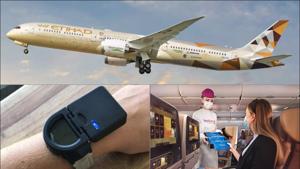 Abu Dhabi makes wearing of Covid-19 tracking device compulsory for international passengers(Twitter/Ash_Stewart_/etihad) Abu Dhabi makes wearing of Covid-19 tracking device compulsory for international passengers(Twitter/Ash_Stewart_/etihad)