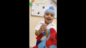 The little boy holding a Spider-Man toy during his speech.(Twitter/@SinghLions) The little boy holding a Spider-Man toy during his speech.(Twitter/@SinghLions)