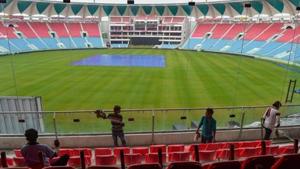 Workers clean a railing of Bharat Ratna Shri Atal Bihari Vajpayee Ekana Cricket Stadium (Representational image)(PTI) Workers clean a railing of Bharat Ratna Shri Atal Bihari Vajpayee Ekana Cricket Stadium (Representational image)(PTI)