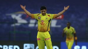 Piyush Chawla celebrates after dismissing Rohit Sharma.(CSK/Twitter) Piyush Chawla celebrates after dismissing Rohit Sharma.(CSK/Twitter)