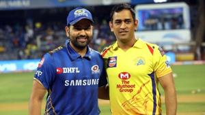 File image of Mumbai Indians captain Rohit Sharma with CSK captain MS Dhoni.(IPL) File image of Mumbai Indians captain Rohit Sharma with CSK captain MS Dhoni.(IPL)