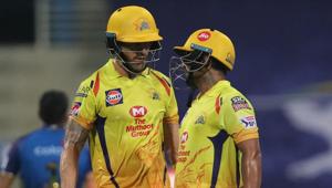 Faf du Plessis and Ambati Rayudu against MI(Twitter/CSK) Faf du Plessis and Ambati Rayudu against MI(Twitter/CSK)
