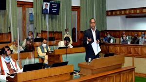 Chief minister Jai Ram Thakur addressing the house during the Himachal monsoon session on Friday,(HT Photo) Chief minister Jai Ram Thakur addressing the house during the Himachal monsoon session on Friday,(HT Photo)