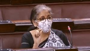 Finance Minister Nirmala Sitharaman speaks in the Rajya Sabha during the ongoing Monsoon Session of Parliament.(PTI) Finance Minister Nirmala Sitharaman speaks in the Rajya Sabha during the ongoing Monsoon Session of Parliament.(PTI)