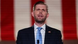 Eric Trump, the second son of the president, charged Harris of not associating herself with the community at an event in Atlanta early this week.(Reuters) Eric Trump, the second son of the president, charged Harris of not associating herself with the community at an event in Atlanta early this week.(Reuters)
