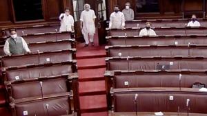 A general view of Rajya Sabha on Saturday.(ANI) A general view of Rajya Sabha on Saturday.(ANI)