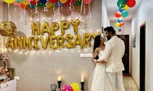 Charu Asopa and Rajeev Sen celebrate their first wedding anniversary. Charu Asopa and Rajeev Sen celebrate their first wedding anniversary.