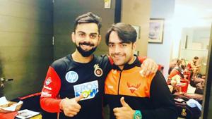 File image of Virat Kohli and Rashid Khan.(Rashid Khan/Twitter) File image of Virat Kohli and Rashid Khan.(Rashid Khan/Twitter)