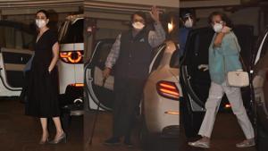 Kareena Kapoor’s family arrives at her residence for her birthday bash.(Varinder Chawla) Kareena Kapoor’s family arrives at her residence for her birthday bash.(Varinder Chawla)