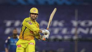 CSK Skipper MS Dhoni plays a shot during the first cricket match of IPL 2020 against Mumbai Indians.(PTI) CSK Skipper MS Dhoni plays a shot during the first cricket match of IPL 2020 against Mumbai Indians.(PTI)