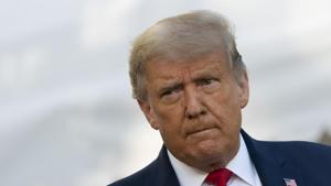 US President Donald Trump listens to a question before boarding Marine One on the South Lawn of the White House in Washington, DC.(Bloomberg) US President Donald Trump listens to a question before boarding Marine One on the South Lawn of the White House in Washington, DC.(Bloomberg)