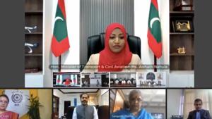 The maiden voyage of the ferry service was launched during a virtual ceremony by India’s minister of state for shipping Mansukh Mandaviya and the Maldives’ minister of transport and civil aviation Aishath Nahula. The ceremony was joined by representatives of Tuticorin and Cochin ports and officials of the Maldives Ports Limited.(TWITTER/@HCIMaldives.) The maiden voyage of the ferry service was launched during a virtual ceremony by India’s minister of state for shipping Mansukh Mandaviya and the Maldives’ minister of transport and civil aviation Aishath Nahula. The ceremony was joined by representatives of Tuticorin and Cochin ports and officials of the Maldives Ports Limited.(TWITTER/@HCIMaldives.)