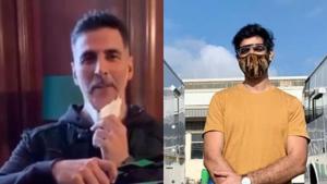 Actors Akshay Kumar and Tahir Raj Bhasin at their respective shoots. Actors Akshay Kumar and Tahir Raj Bhasin at their respective shoots.