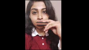 The clip shows Shetty playing the harmonica.(Instagram/@akankshashettyy) The clip shows Shetty playing the harmonica.(Instagram/@akankshashettyy)