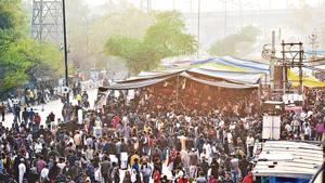 Protesters at Shaheen Bagh, in New Delhi, on February 9. Protesters at Shaheen Bagh, in New Delhi, on February 9.