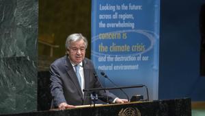 In this photo provided by the United Nations, U.N. Secretary General Antonio Guterres speaks in the General Assembly in observance of the International Day of Peace, celebrating 75 Years of the United Nations, at UN headquarters(AP) In this photo provided by the United Nations, U.N. Secretary General Antonio Guterres speaks in the General Assembly in observance of the International Day of Peace, celebrating 75 Years of the United Nations, at UN headquarters(AP)