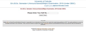 Calcutta University B.A/B.Sc. Semester -I results.(Screengrab) Calcutta University B.A/B.Sc. Semester -I results.(Screengrab)
