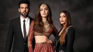 Falguni and Shane Peacock with their showstopper Shraddha Kapoor at India Couture Week 2020.(Instagram) Falguni and Shane Peacock with their showstopper Shraddha Kapoor at India Couture Week 2020.(Instagram)