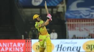 Faf du Plessis launches one of his seven sixes.(IPL Image) Faf du Plessis launches one of his seven sixes.(IPL Image)