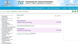 KEAM rank list 2020.(Screengrab) KEAM rank list 2020.(Screengrab)