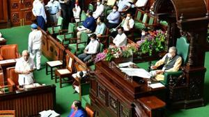 The BJP has termed the no-confidence motion a ‘political gimmick’ as the opposition lacks the requisite numbers. (Photo @CMofKarnataka) The BJP has termed the no-confidence motion a ‘political gimmick’ as the opposition lacks the requisite numbers. (Photo @CMofKarnataka)