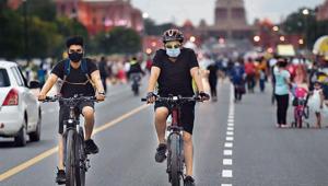 The study used secondary data from different sources to project at least 15% increase in the cycling trips from pre-Covid months.(Arvind Yadav/HT Photo) The study used secondary data from different sources to project at least 15% increase in the cycling trips from pre-Covid months.(Arvind Yadav/HT Photo)