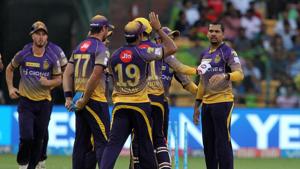 Sunil Narine of Kolkata Knight Riders celebrates wicket of AB De Villiers of Royal Challengers Bangalore.(Sportzpics - IPL) Sunil Narine of Kolkata Knight Riders celebrates wicket of AB De Villiers of Royal Challengers Bangalore.(Sportzpics - IPL)