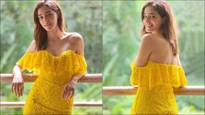 Ananya Panday’s <span class='webrupee'>₹</span>16k yellow off-shoulder dress makes heads turn at Khaali Peeli promotions(Instagram/tanghavri) Ananya Panday’s <span class='webrupee'>₹</span>16k yellow off-shoulder dress makes heads turn at Khaali Peeli promotions(Instagram/tanghavri)